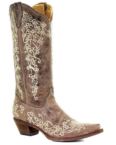 Women's Crater Bone Embroidery Boots – Skip's Western Outfitters