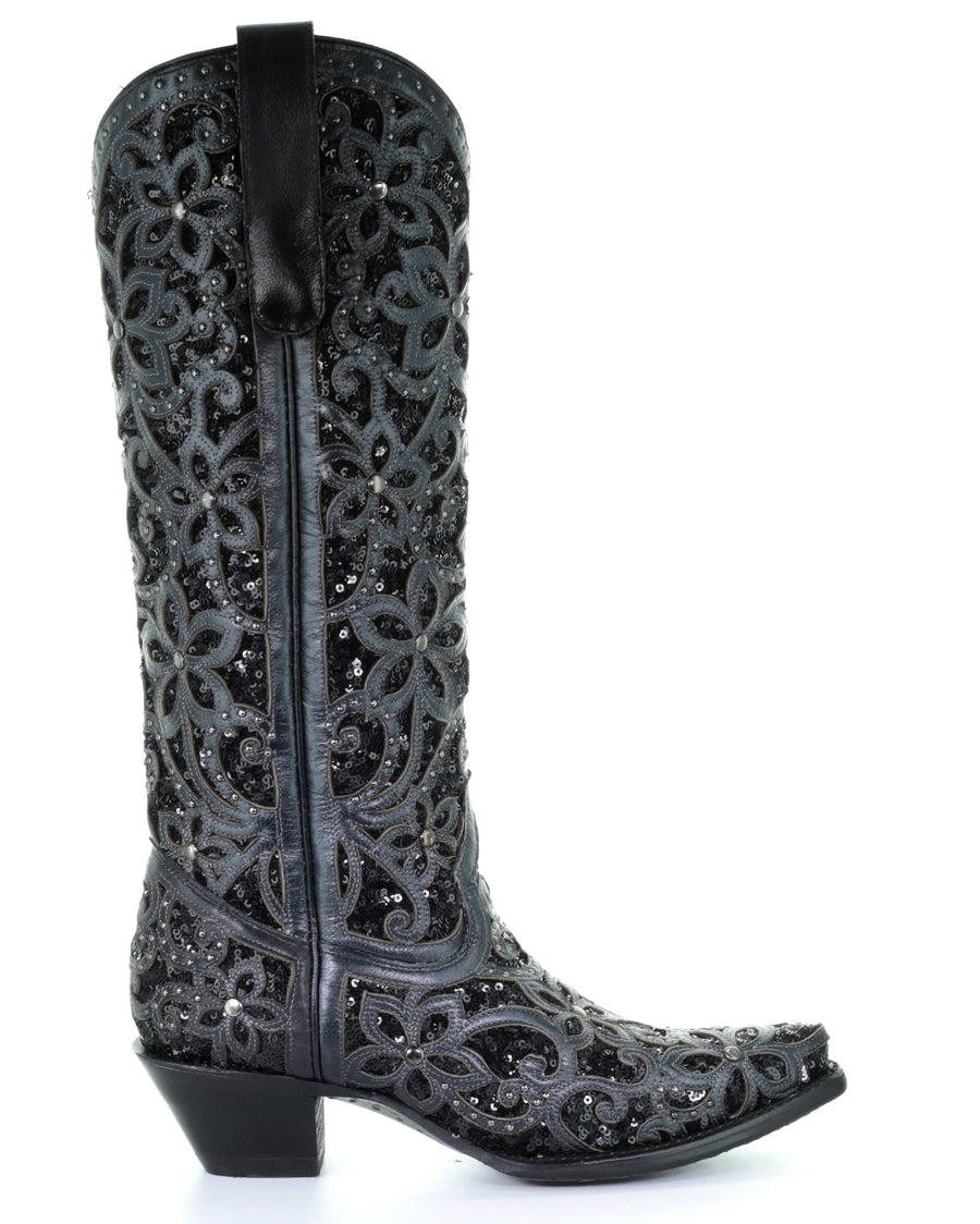 Women's Full Floral Inlay Boots