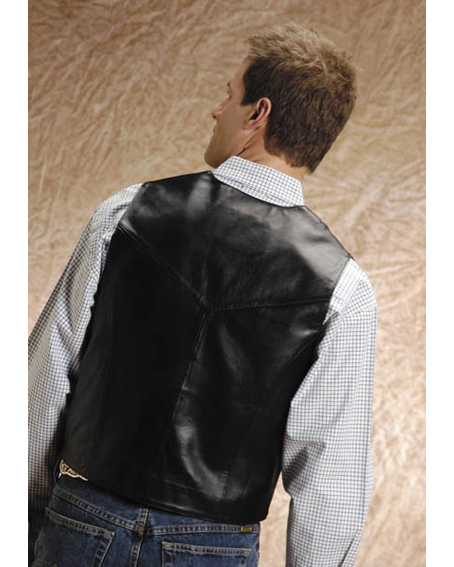 Mens Lambskin Western Vest - Black