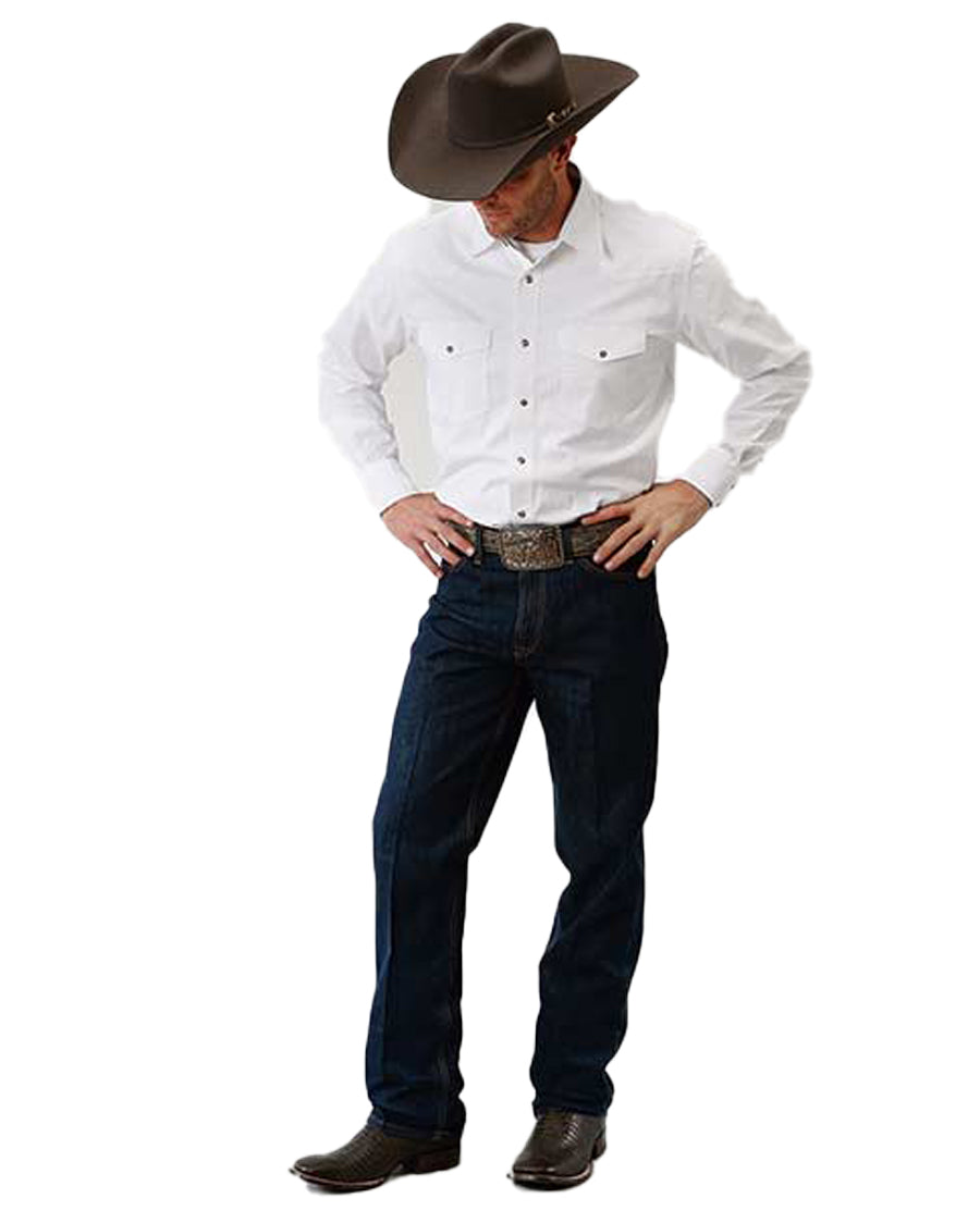 Men's Solid Poplin Long Sleeve Western Shirt - White