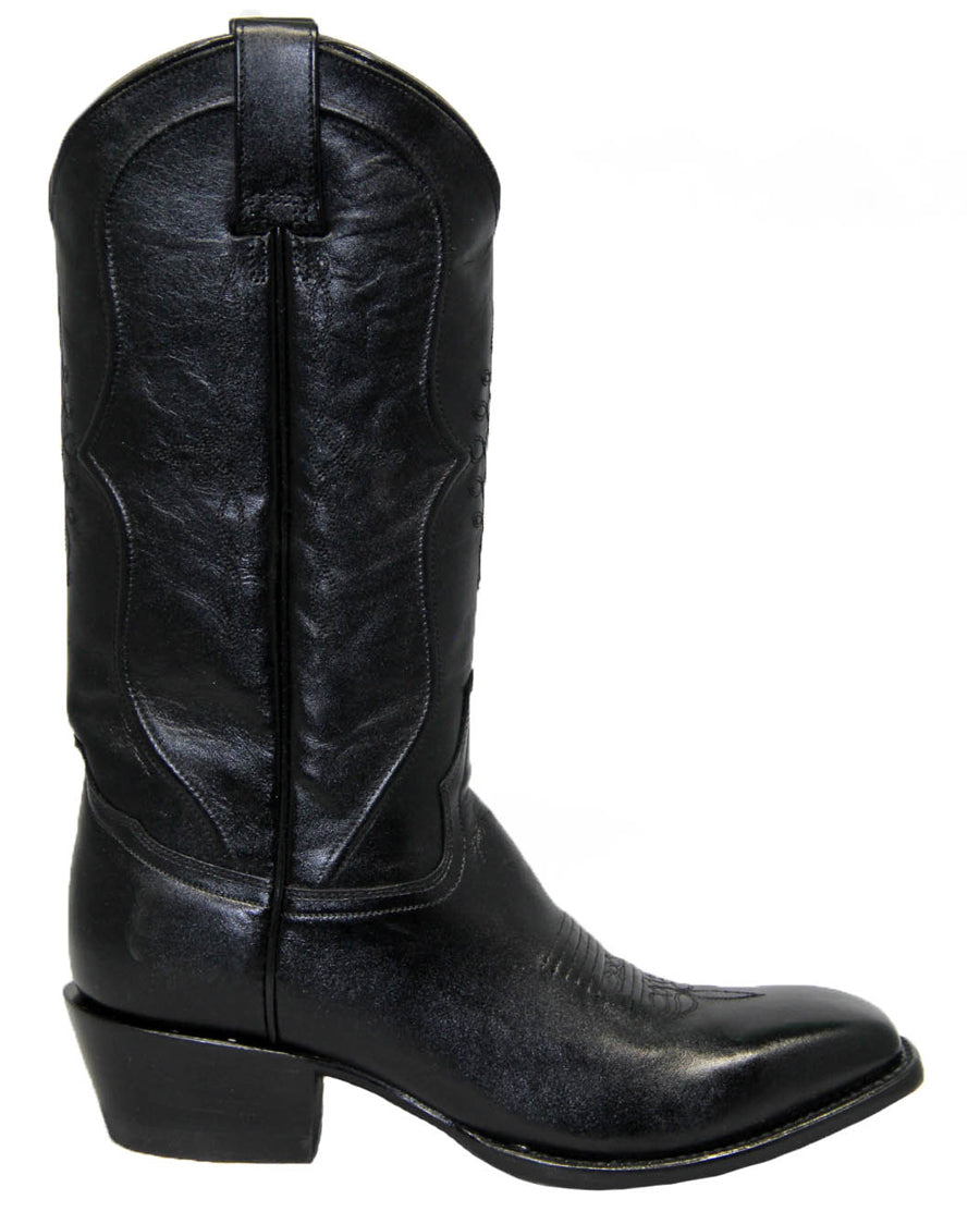 Mens Solid Black Leather Boot