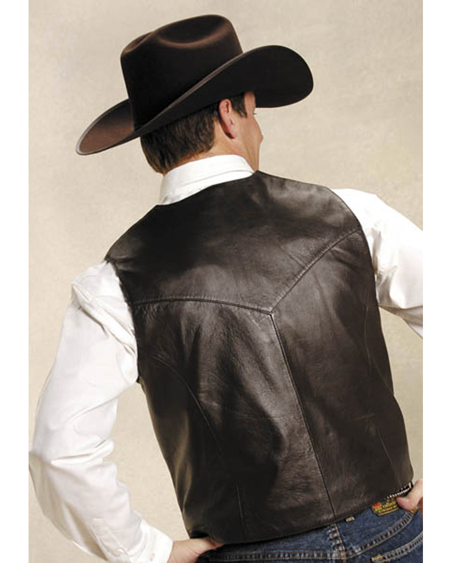 Mens Lambskin Western Vest - Brown