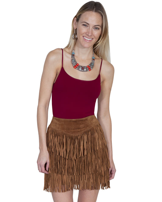 Women's Suede Fringe Skirt