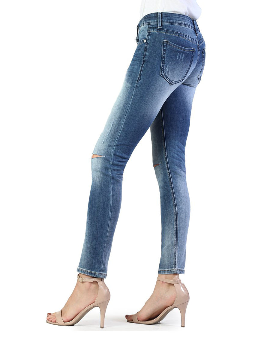 Women's Sanded Slit Skinny Jean