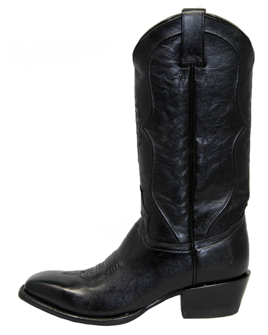 Mens Solid Black Leather Boot