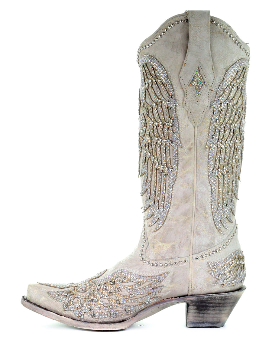 Women's Wing & Cross Studded Wedding Boots