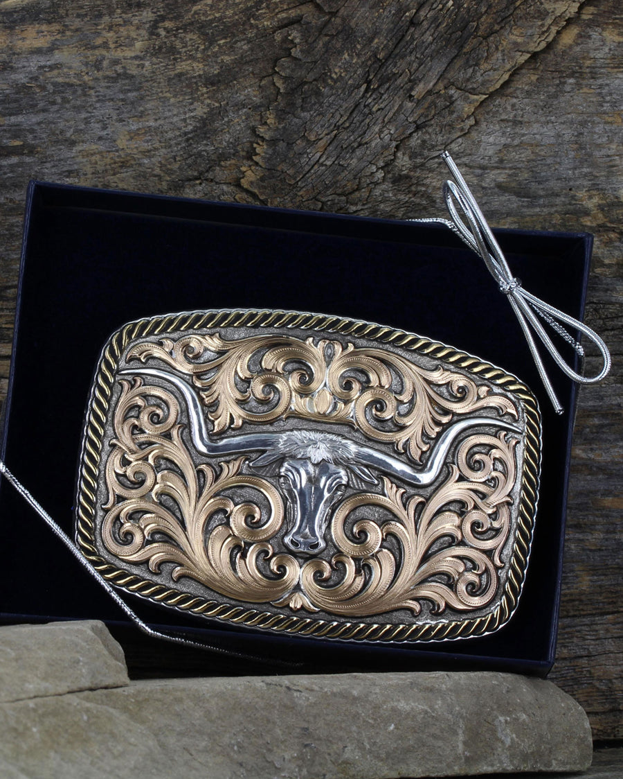 Tri-Color Champion Texas Longhorn Buckle