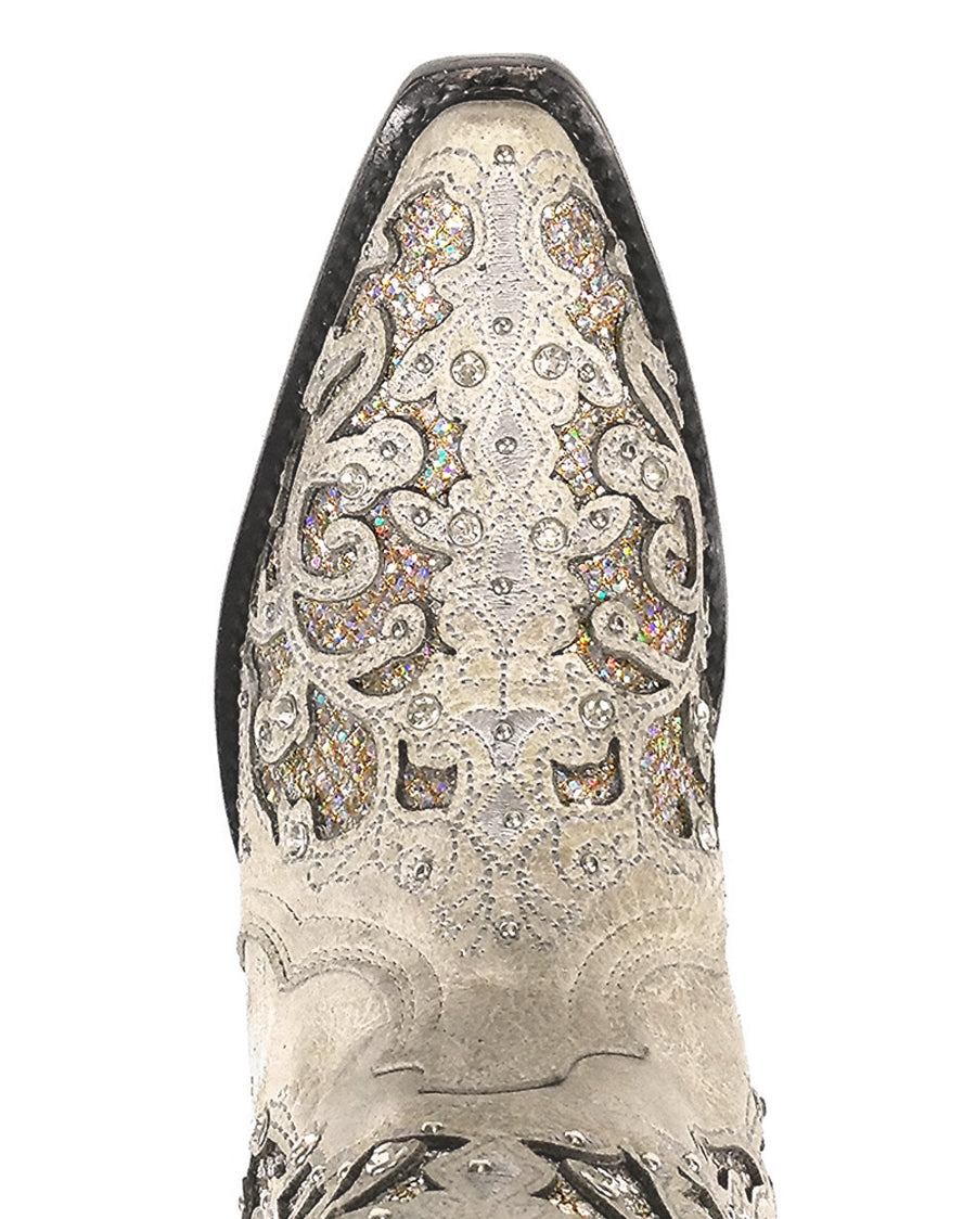 Corral Boots A3322 White Glitter Cowboy Boots