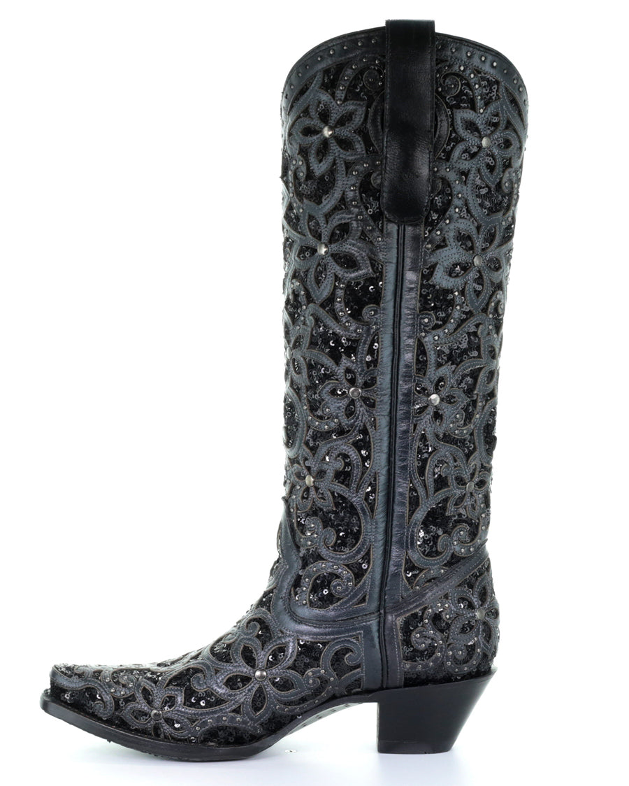 Women's Full Floral Inlay Boots