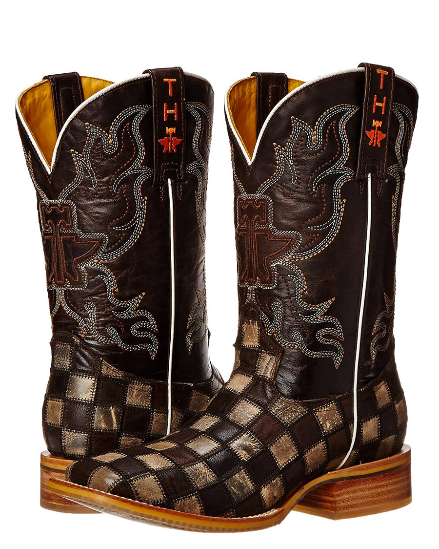 Mens Gun Metal Check Boots