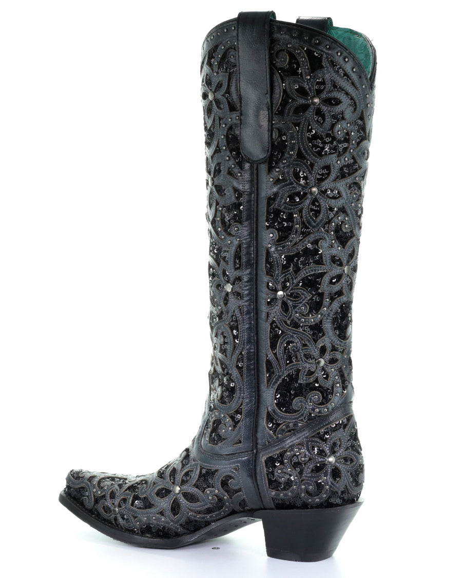 Women's Full Floral Inlay Boots