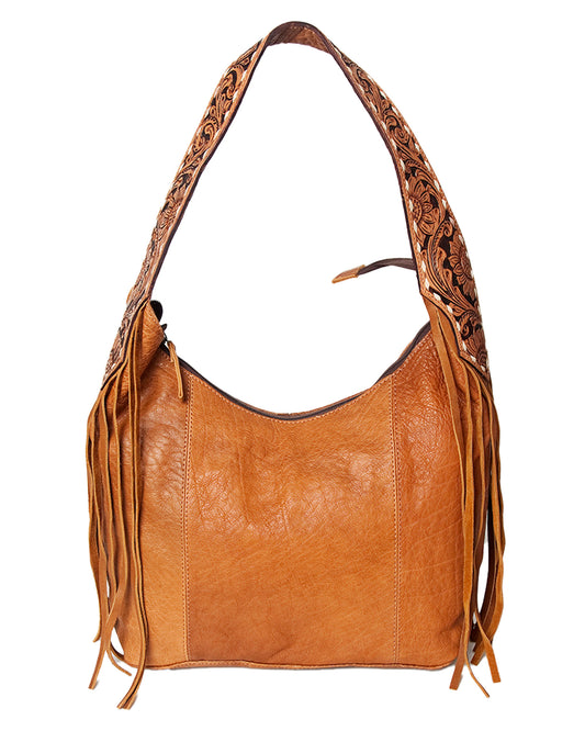 Women's Leather Tooled Strap Hobo Bag