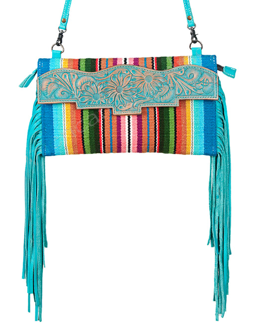 Women's Tooled & Serape Fringe Crossbody Purse