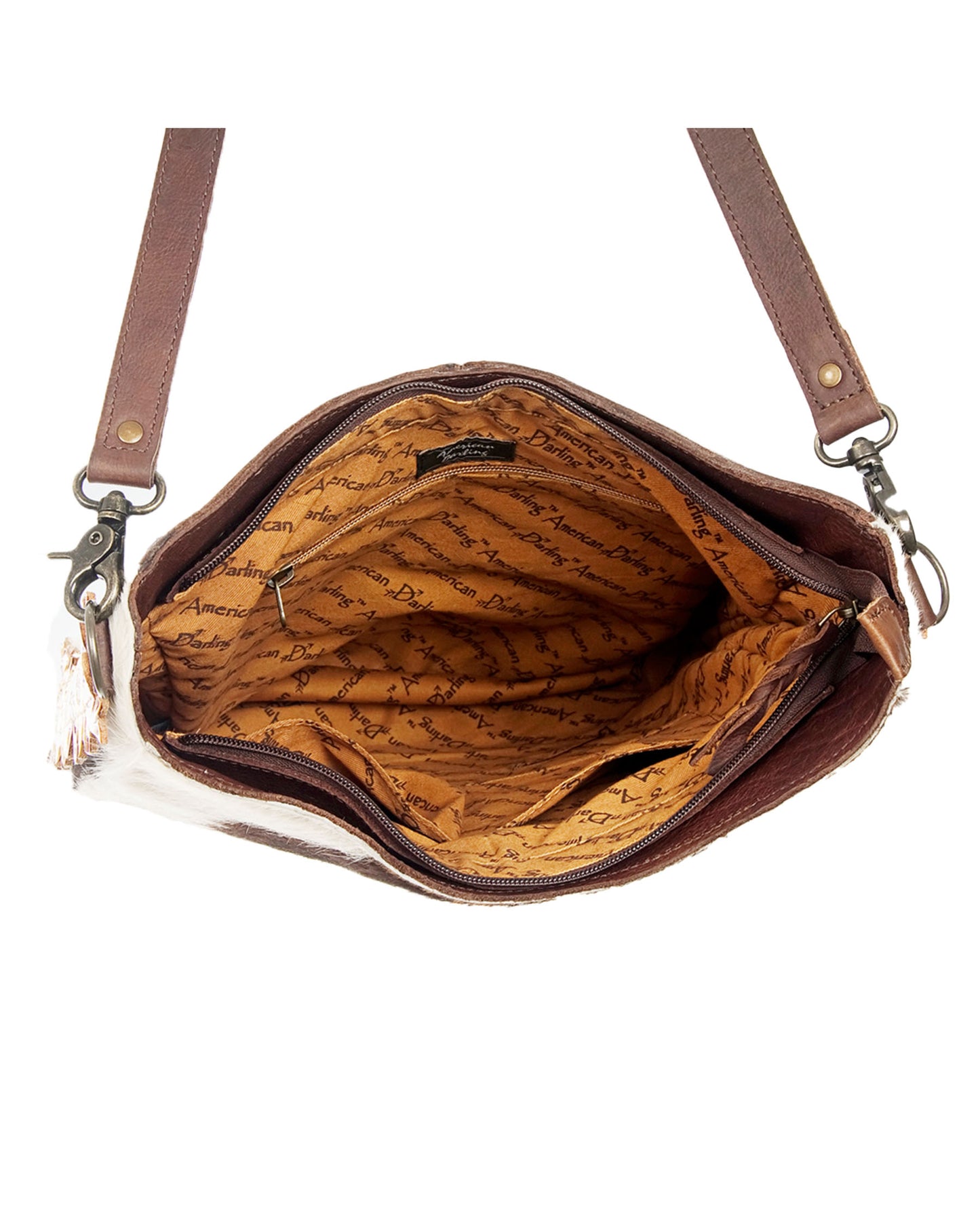 Women's Large Hair-On Hide Tooled Sunflower Crossbody