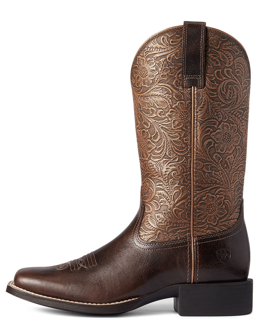 Women's Round Up Wide Square Toe Western Boots