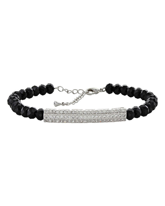 Women's Black Bead & Bar Bracelet