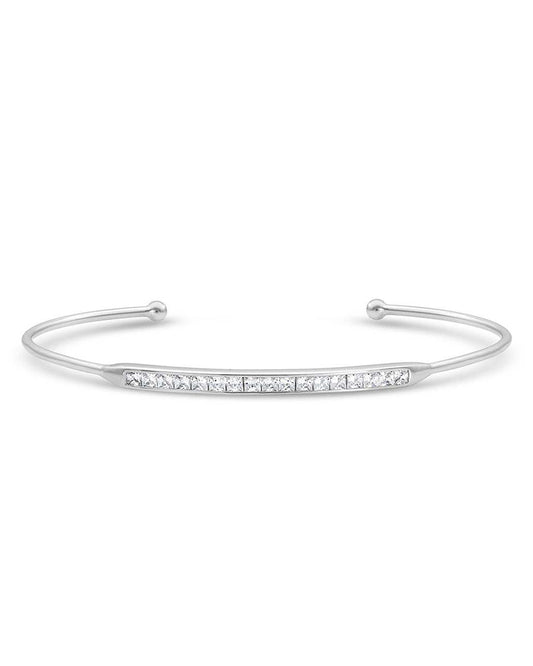 Women's Minimal Clear Stone Bar Cuff Bracelet