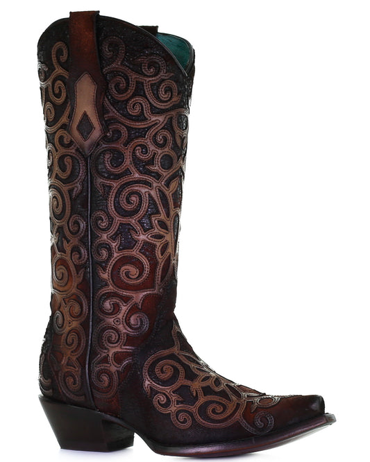 Women's Overlay Embroidery Western Boots