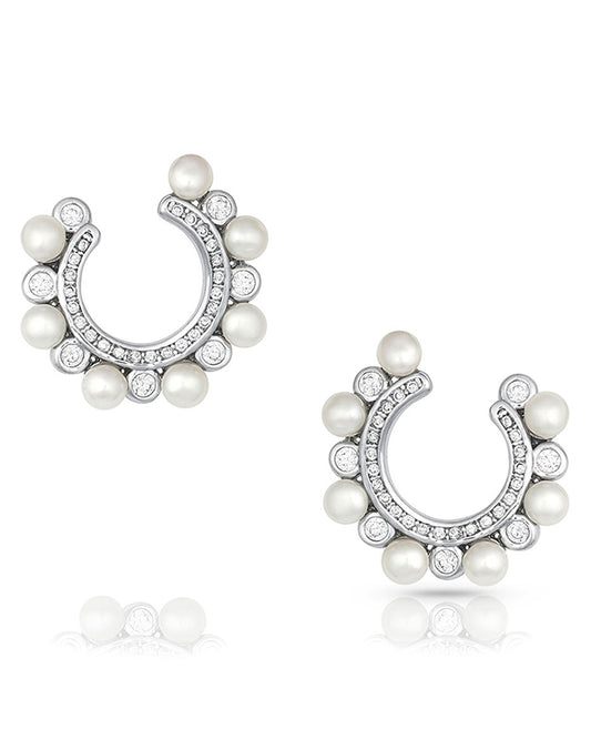 Women's Horseshoe Pearl Earrings