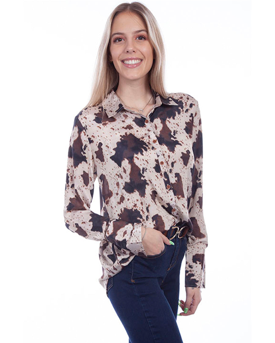 Women's Cow Print Blouse