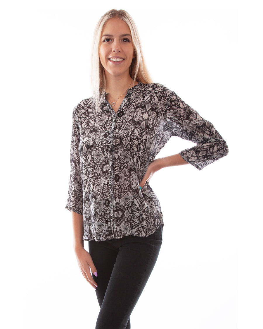 Women's Mandarin Crepe Blouse