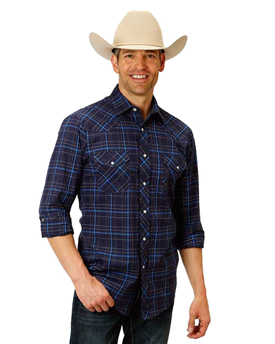 Men's Woven Plaid Long Sleeve Shirt