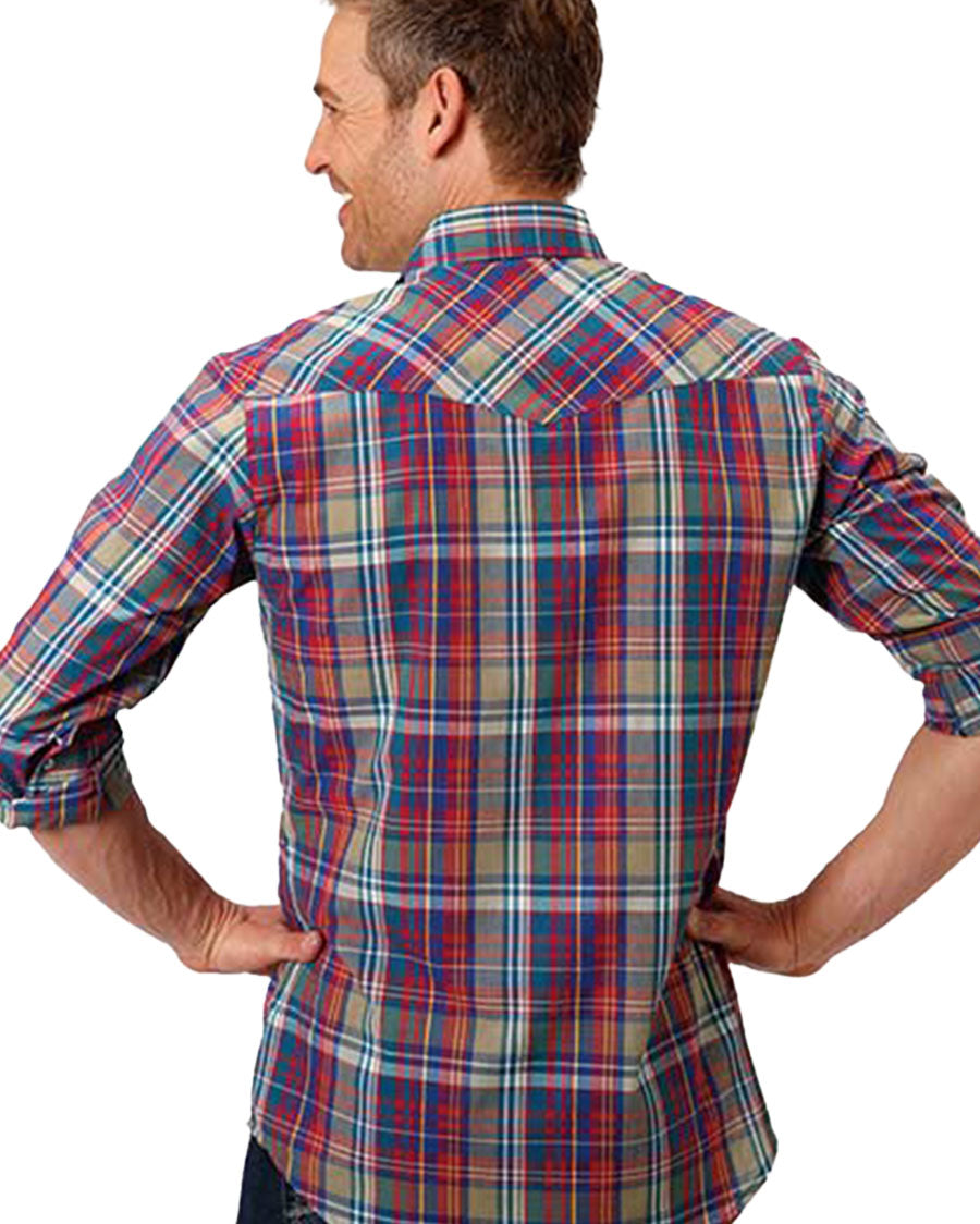 Men's Woven Plaid Long Sleeve Shirt