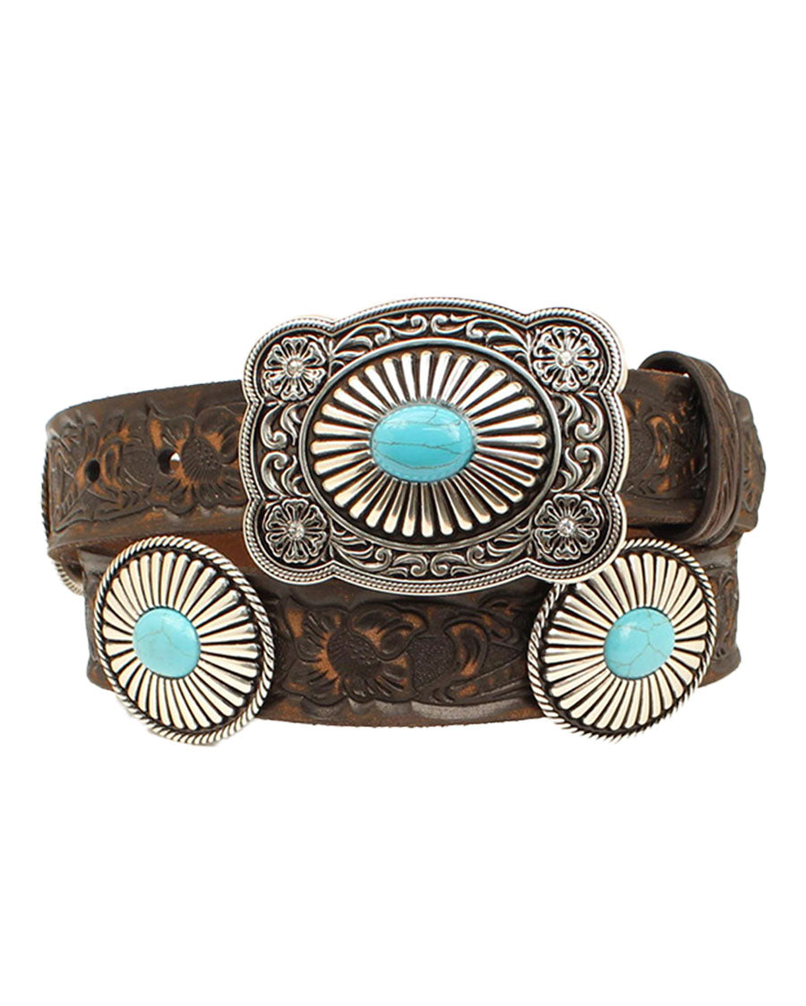 Women's Floral Embossed & Oval Conchos Belt