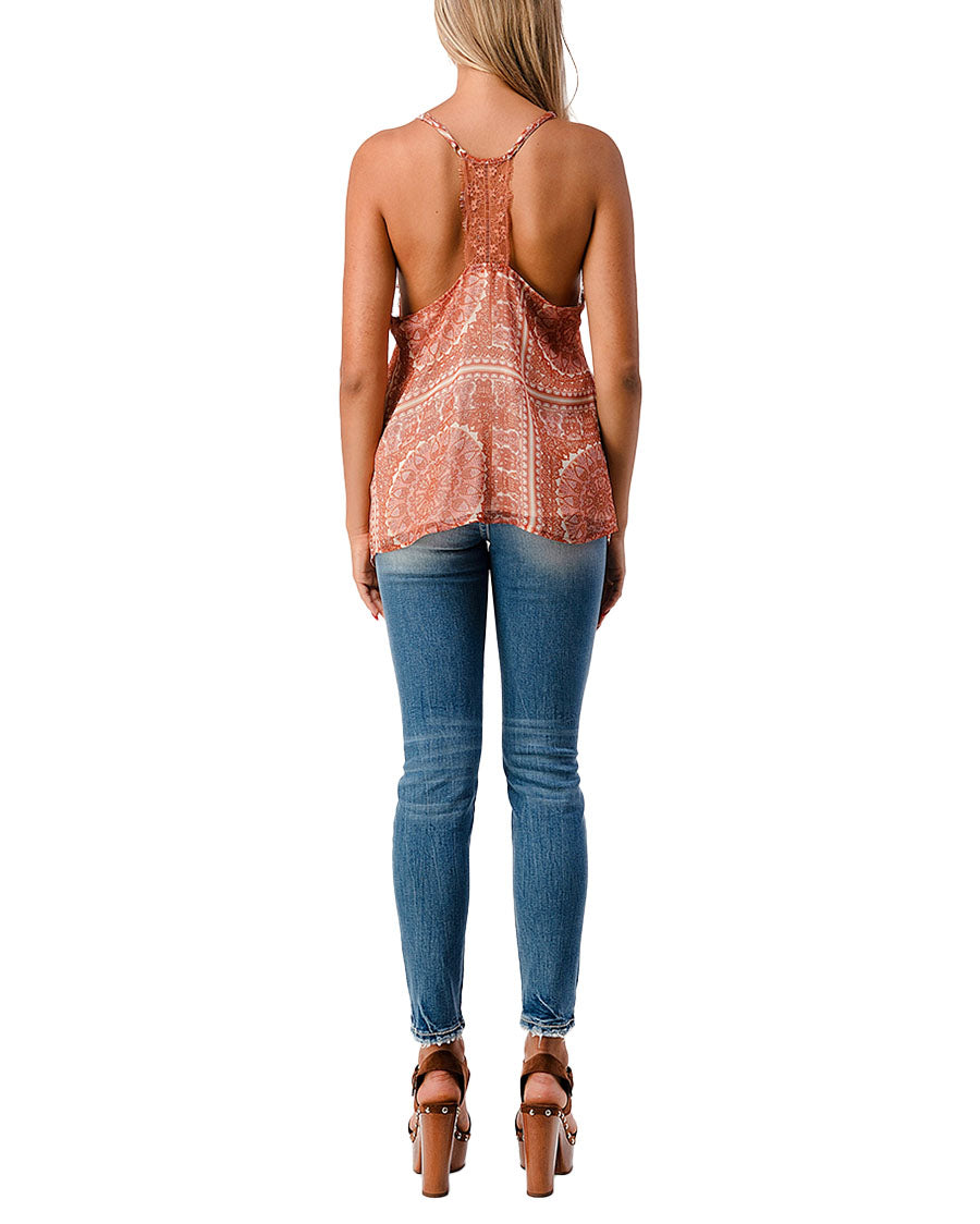 Women's Lace Detail Paisley Print Cami