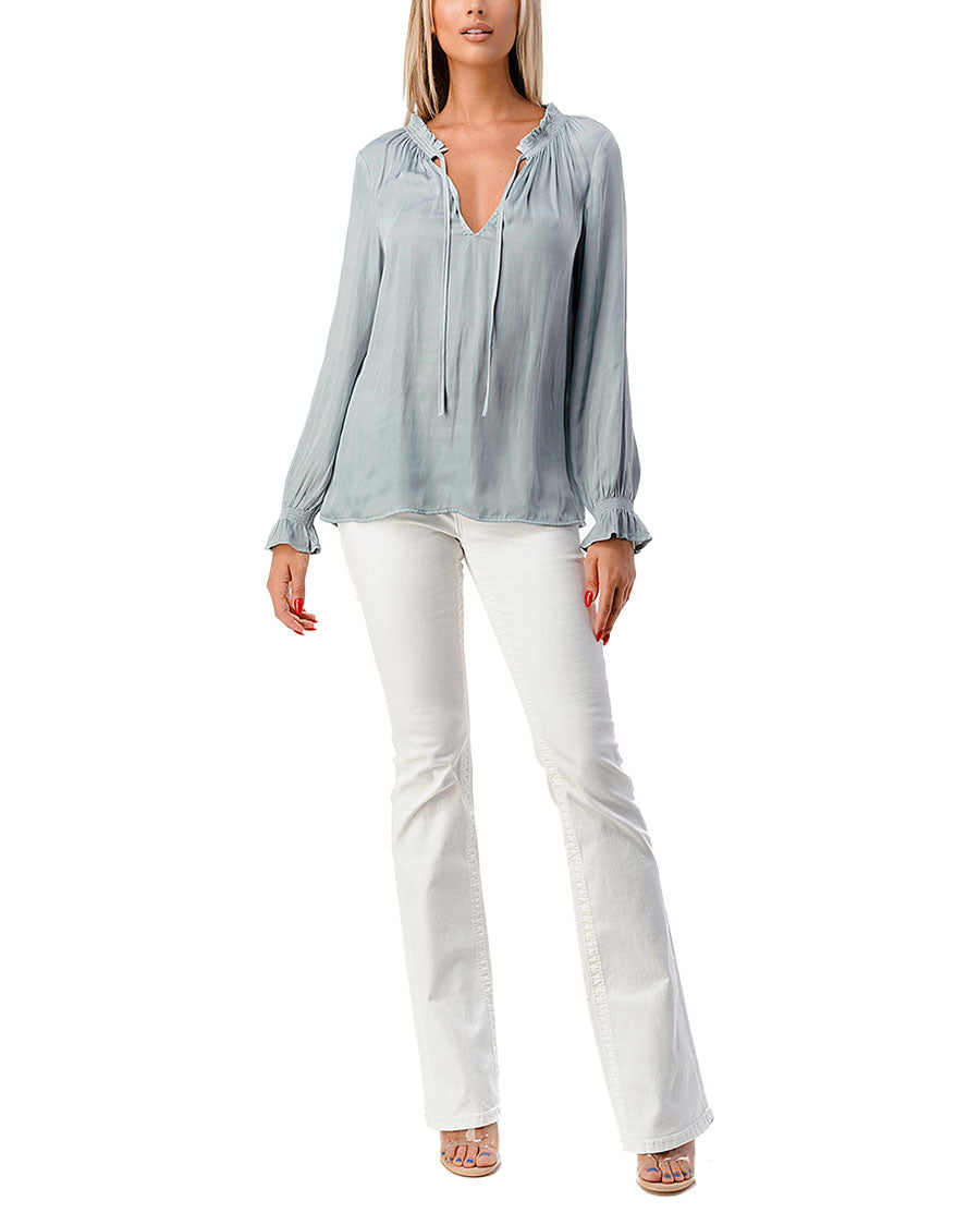 Women's Tie Front Satin Blouse