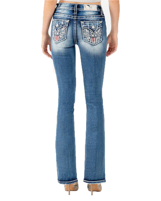 Women's Stars, Stripes, & Wings Mid-Rise Bootcut Jeans