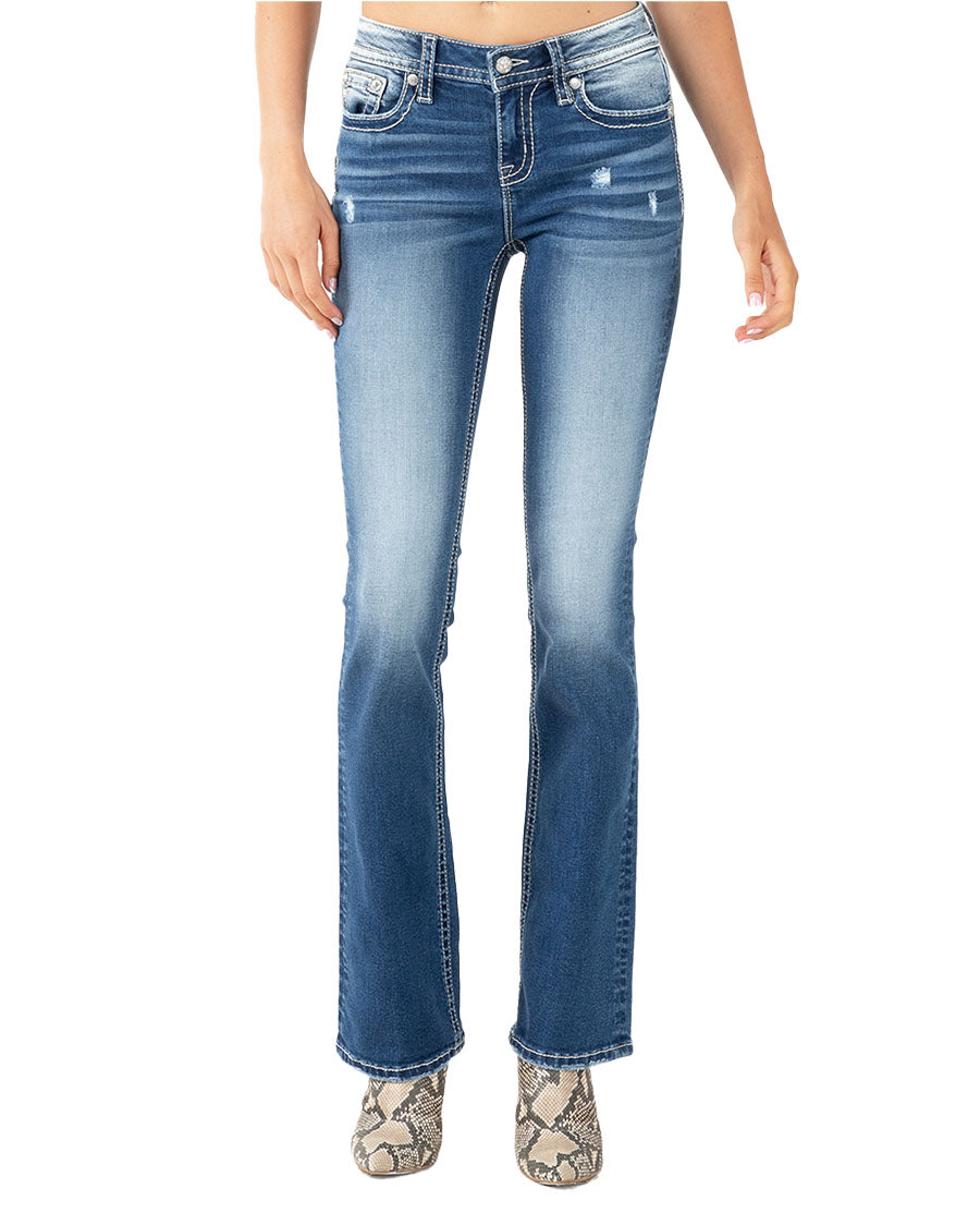 Women's Feathered Dreamcatcher Mid-Rise Bootcut Jeans