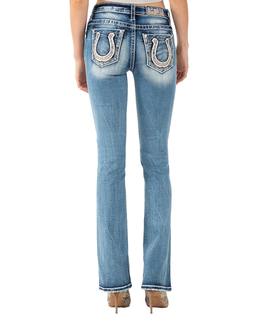 Women's Lucky Horseshoe Mid-Rise Bootcut Jeans