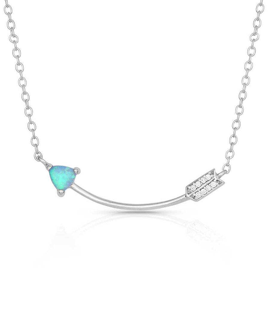 Women's Curved Opal Arrow Necklace