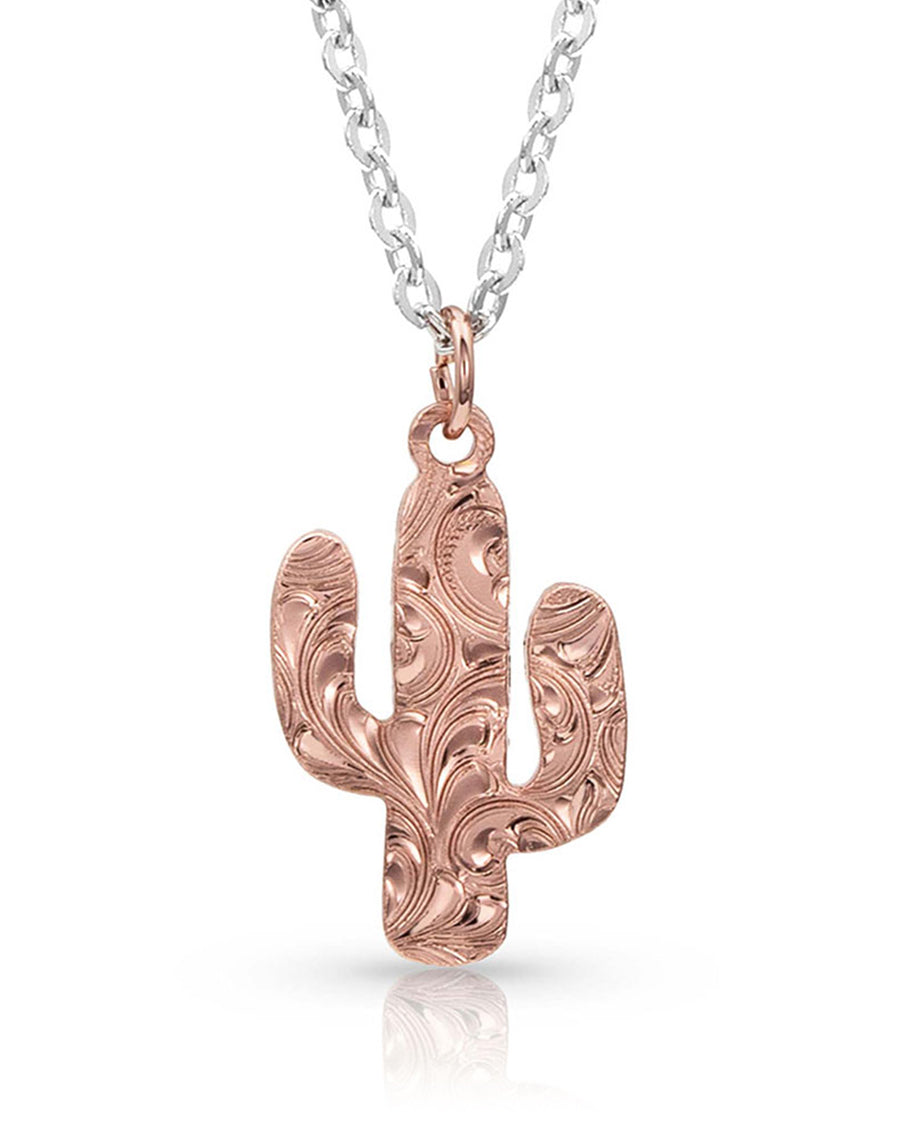 Women's Desert Darling Rose Cactus Pendant Necklace