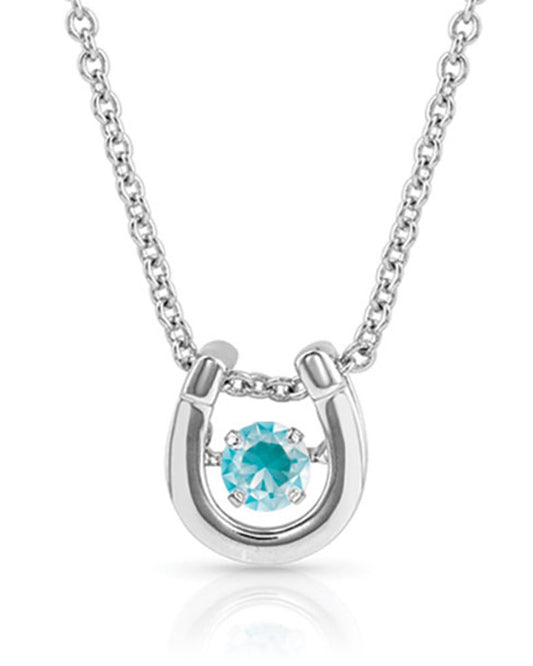 Women's December Dancing Birthstone Horseshoe Necklace