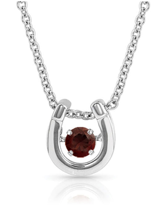 Women's January Dancing Birthstone Horseshoe Necklace