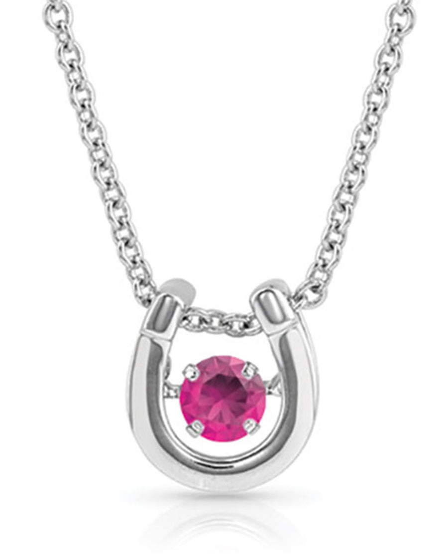 Women's July Dancing Birthstone Horseshoe Necklace