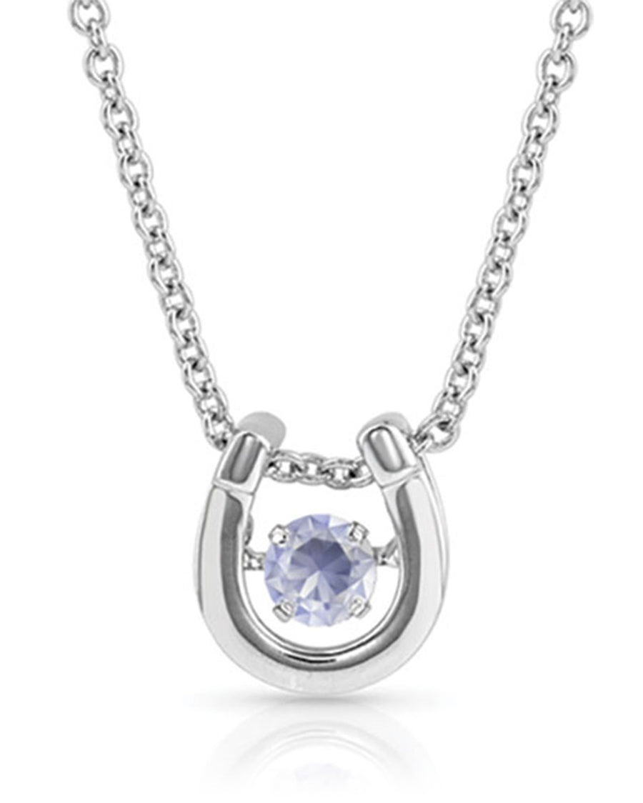 Women's June Dancing Birthstone Horseshoe Necklace