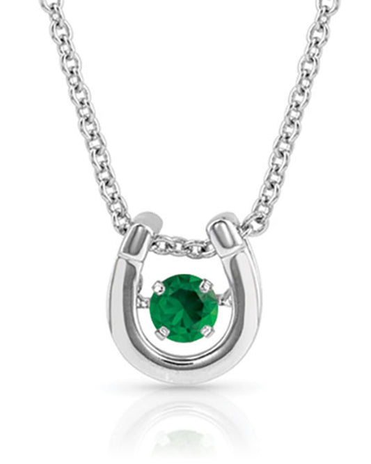 Women's May Dancing Birthstone Horseshoe Necklace