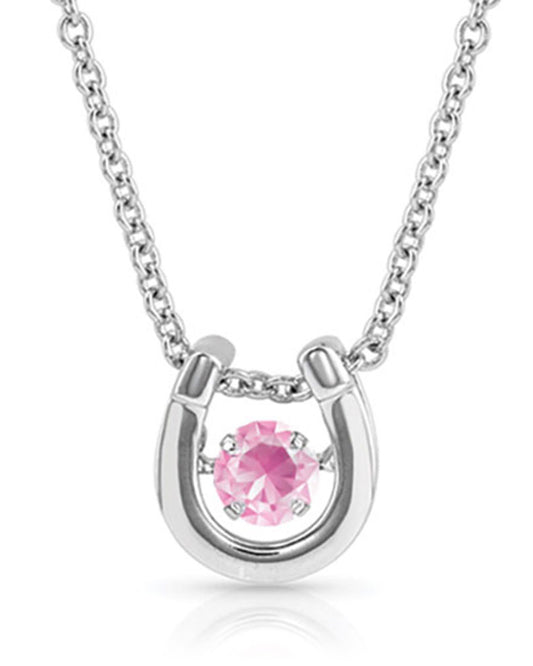 Women's October Dancing Birthstone Horseshoe Necklace