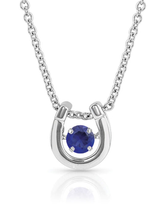 Women's September Dancing Birthstone Horseshoe Necklace