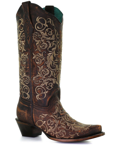 Corral women's floral outlet embroidered western boots