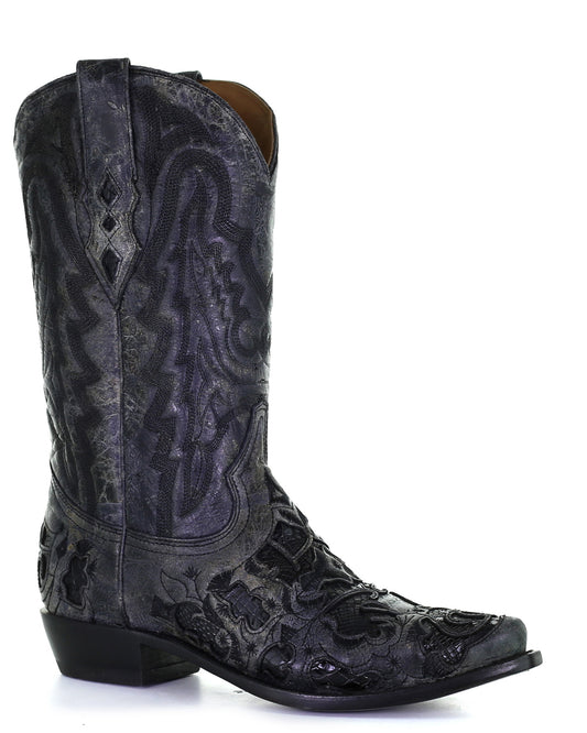 Men's Alligator Inlay Western Boots