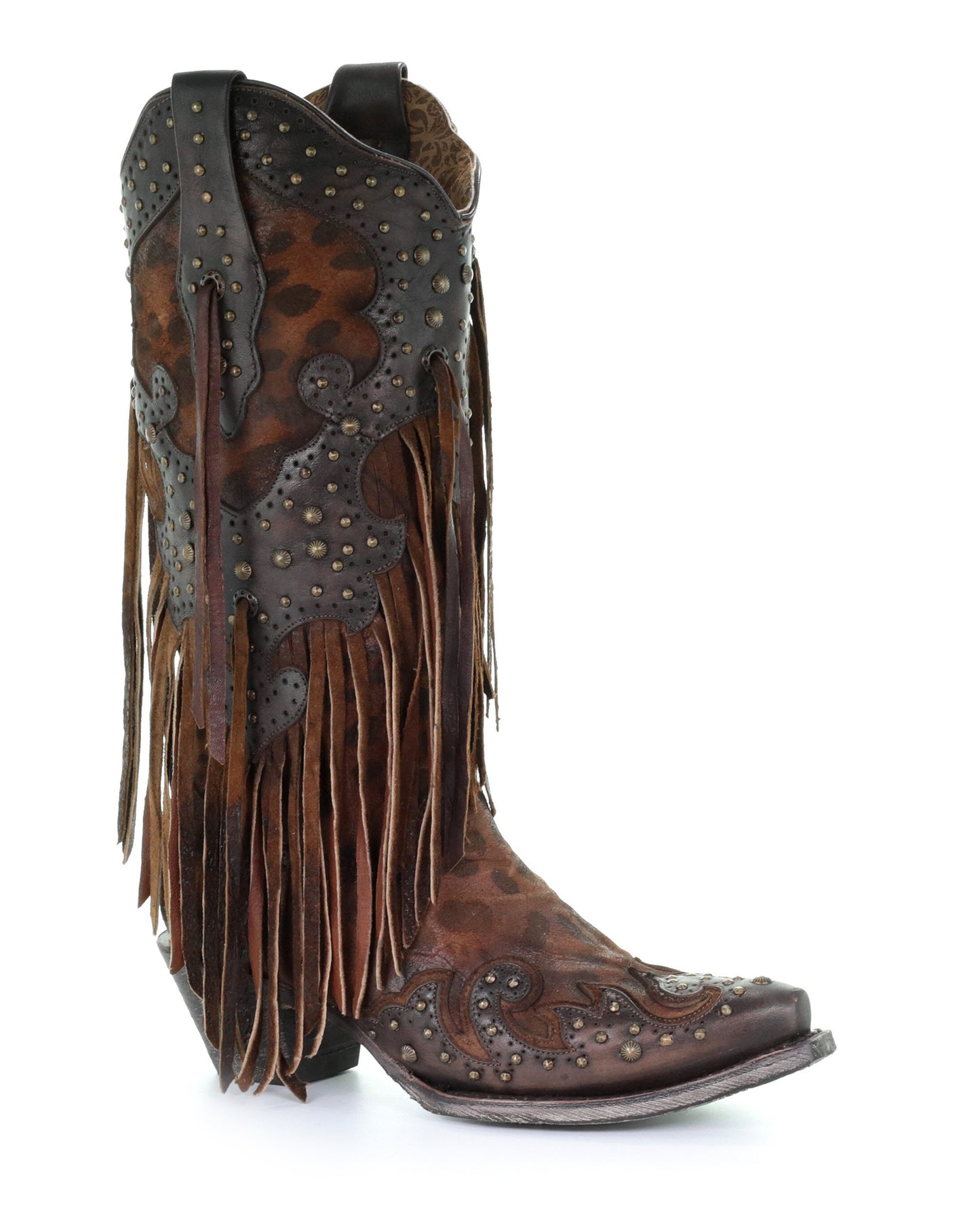 Women's Cheetah and Fringe Western Boots