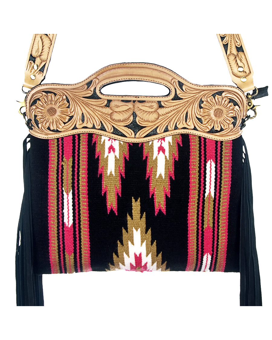 Santa Fe Vintage Saddle Blanket & Leather Fringe Handbag A – R Cinco Ranch  Mercantile