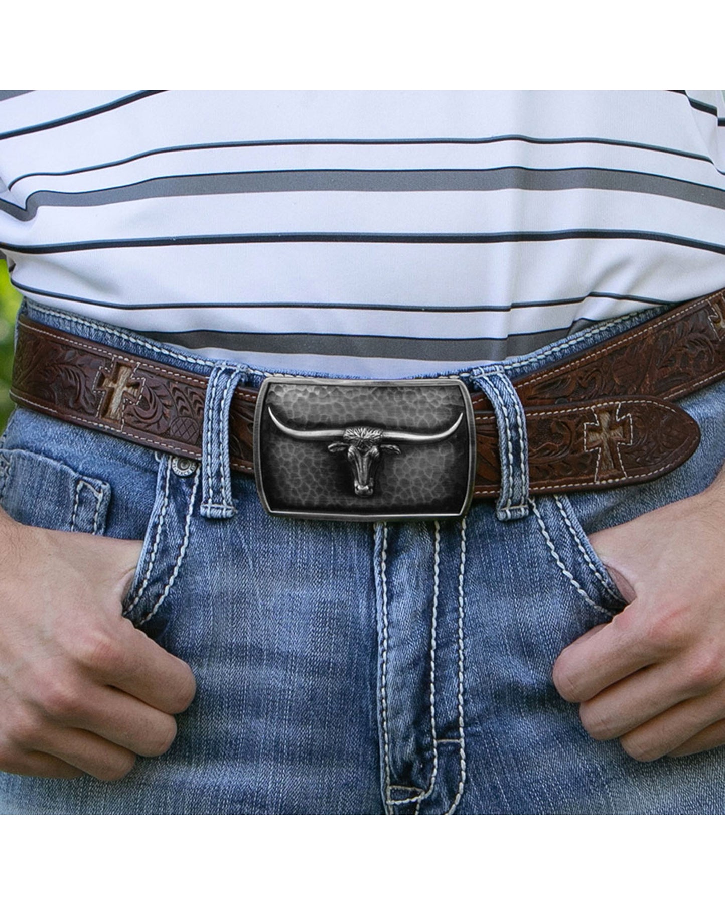 River Rock Longhorn Belt Buckle