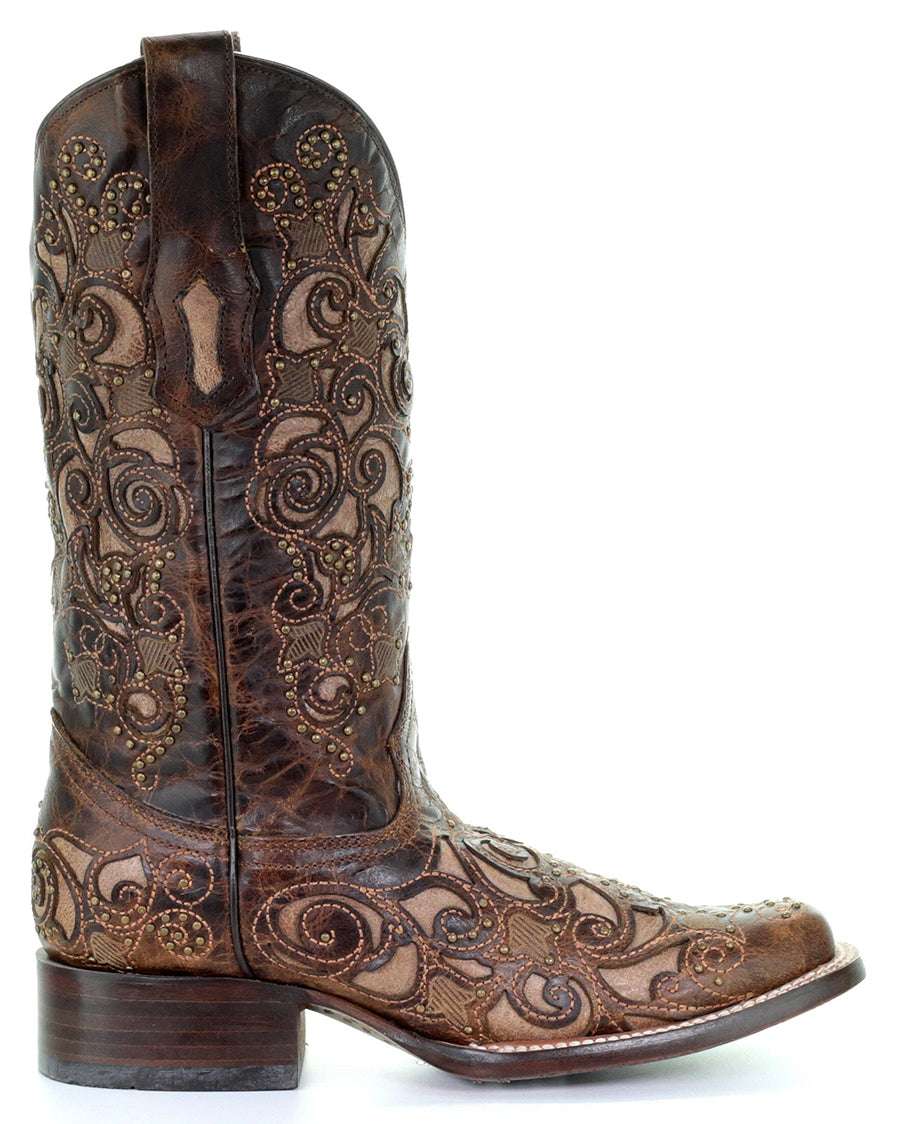 Women's Studded Inlay Western Boots