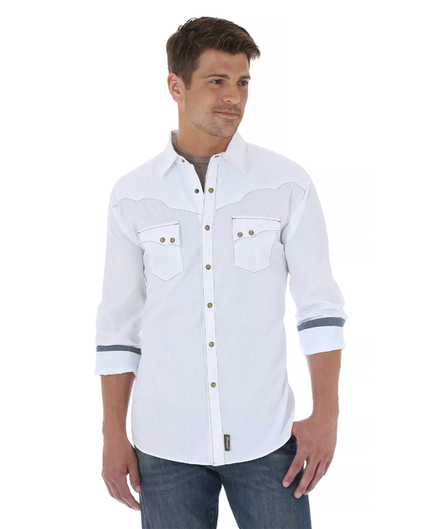 Men's Retro Decorative Stitching Western Shirt